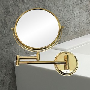 잇츠프라이스-HLBATH 면도거울 벽붙이용 욕실거울 면도경 회전확대경 골드
